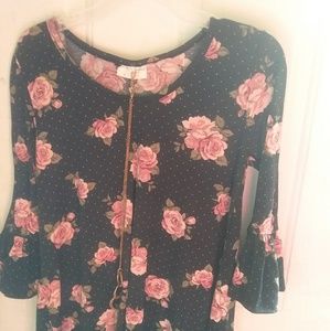 Rose print dress shirt